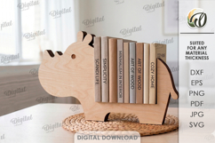 3D Book Holder Laser Cut. Rhino stand SVG Product Image 1
