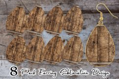 Wood Barrel Texture Earring teardrop sublimation design Product Image 1