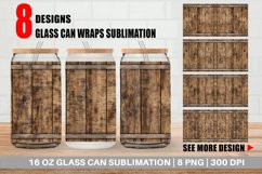 Glass Can Wraps Wood Barrel Texture Product Image 1