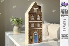 Miniature Village Blocks Toy Laser Cut | Town House Product Image 1