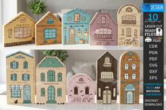 Miniature Village Block Toys Laser Cut Bundle | Town Houses Product Image 1