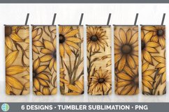 Bundle of six Pyrographic Black-eyed Susans Tumbler designs.
