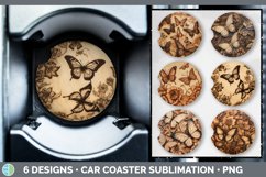 Bundle of six Pyrographic Butterflies Car Coaster designs.