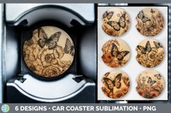 Bundle of six Pyrographic Butterflies Car Coaster designs.
