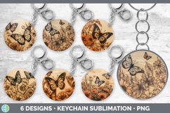Bundle of six Pyrographic Butterflies Keychain designs.