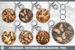 Bundle of six Pyrographic Butterflies Keychain designs.