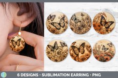 Bundle of six Pyrographic Butterflies Round Earrings designs.