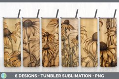 Bundle of six Pyrographic Coneflowers Tumbler designs.