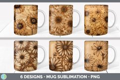 Bundle of six Pyrographic Daisys Mug Wrap designs.