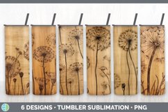 Bundle of six Pyrographic Dandelions Tumbler designs.