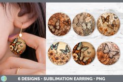 Bundle of six Pyrographic Butterflies Round Earrings designs.