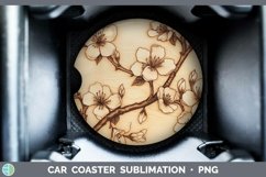 GorgeousWood Burned Flowers Car Coaster design.