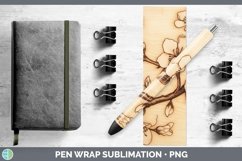 GorgeousWood Burned Flowers Pen Wrap design.