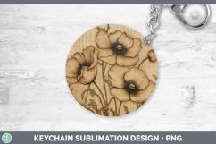 GorgeousWood Burned Flowers Keychain design.