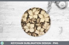 GorgeousWood Burned Flowers Keychain design.