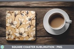 GorgeousWood Burned Flowers Square Coaster design.