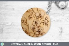 GorgeousWood Burned Flowers Keychain design.