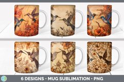 Bundle of six Pyrographic Hummingbirds Mug Wrap designs.