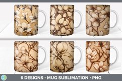 Bundle of six Pyrographic Magnolias Mug Wrap designs.