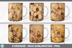 Bundle of six Pyrographic Orchid Mug Wrap designs.