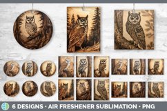 Bundle of six Pyrographic Owls Air Freshener designs.