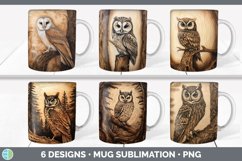 Bundle of six Pyrographic Owls Mug Wrap designs.