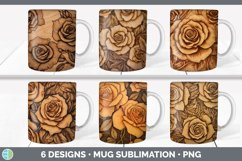 Bundle of six Pyrographic Roses Mug Wrap designs.