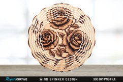 Wood Burned Rose Flowers Wind Spinner Sublimation PNG Design Product Image 1