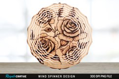 Wood Burned Rose Flowers Wind Spinner Sublimation PNG Design Product Image 1