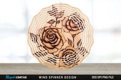 Wood Burned Rose Flowers Wind Spinner Sublimation PNG Design Product Image 1