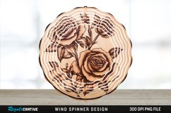 Wood Burned Rose Flowers Wind Spinner Sublimation PNG Design Product Image 1