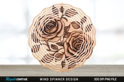Wood Burned Rose Flowers Wind Spinner Sublimation PNG Design Product Image 1