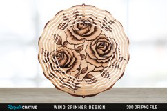 Wood Burned Rose Flowers Wind Spinner Sublimation PNG Design Product Image 1