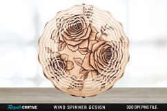 Wood Burned Rose Flowers Wind Spinner Sublimation PNG Design Product Image 1