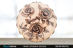 Wood Burned Rose Flowers Wind Spinner Sublimation PNG Design Product Image 1