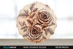Wood Burned Rose Flowers Wind Spinner Sublimation PNG Design Product Image 1