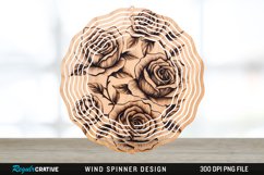 Wood Burned Rose Flowers Wind Spinner Sublimation PNG Design Product Image 1