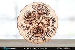 Wood Burned Rose Flowers Wind Spinner Sublimation PNG Design Product Image 1