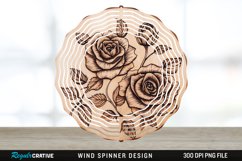 Wood Burned Rose Flowers Wind Spinner Sublimation PNG Design Product Image 1