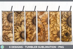 Bundle of six Pyrographic Sunflowers Tumbler designs.