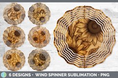 Bundle of six Pyrographic Sunflowers Wind Spinner designs.