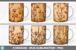 Bundle of six Pyrographic Sweet Peas Mug Wrap designs.