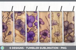 Bundle of six Pyrographic Violets Tumbler designs.