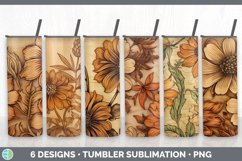 Bundle of six Pyrographic Zinnias Tumbler designs.