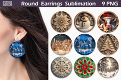 Winter Round Earrings | Wooden Carving Round Earrings Product Image 1