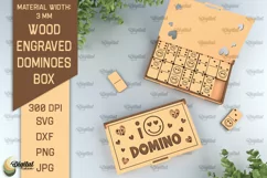 Wooden Domino Box Laser Cut. Domino With Gift Box SVG Product Image 1