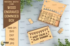 Wooden Domino Box Laser Cut. Domino With Gift Box SVG Product Image 1