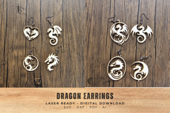 Wood Laser Cut Files Earrings: Dragon Earrings Product Image 4