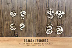 Wood Laser Cut Files Earrings: Dragon Earrings Product Image 4