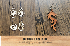 Wood Laser Cut Files Earrings: Dragon Earrings Product Image 5